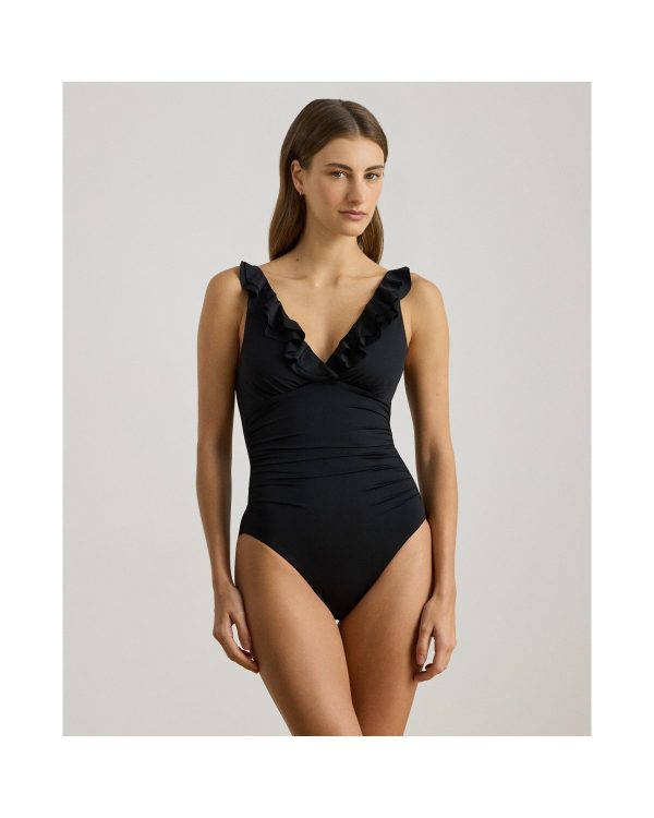 Ralph Lauren Ruffle-Trim Surplice One-Piece