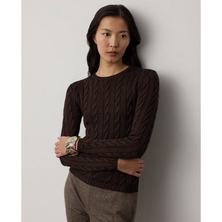 Ralph Lauren Cable Knit Silk Blend Crewneck Sweater