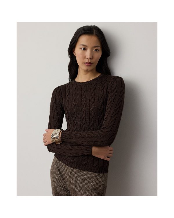 Ralph Lauren Cable Knit Silk Blend Crewneck Sweater