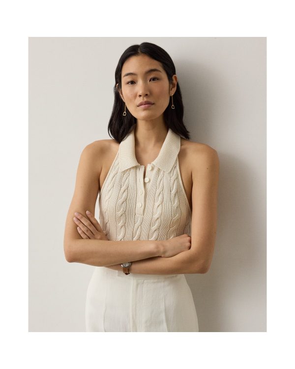 Ralph Lauren Cable-Knit Halter Polo Sweater