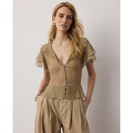 Ralph Lauren Kristina Crinkle Chiffon Blouse