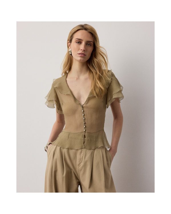 Ralph Lauren Kristina Crinkle Chiffon Blouse