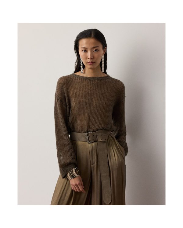 Ralph Lauren Bouclé Cashmere Blend Boatneck Sweater
