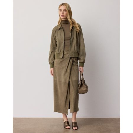 Ralph Lauren Teegan Twist Front Lamb Suede Skirt