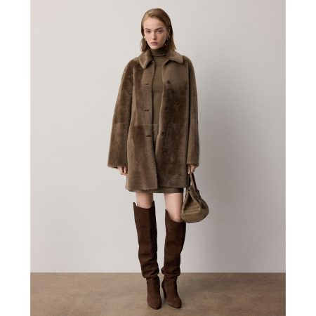 Ralph Lauren Janise Waxed Lamb Shearling Coat