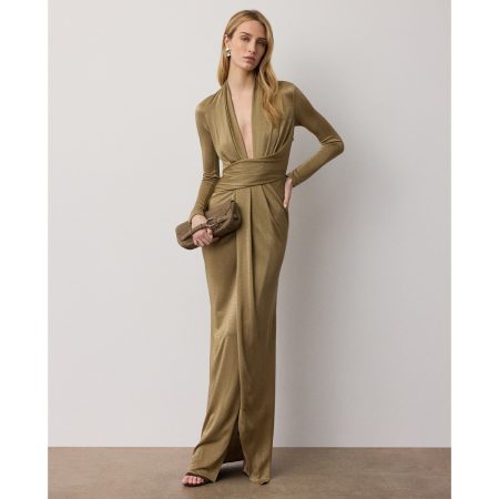 Ralph Lauren Ashten Metallic Jersey Evening Dress