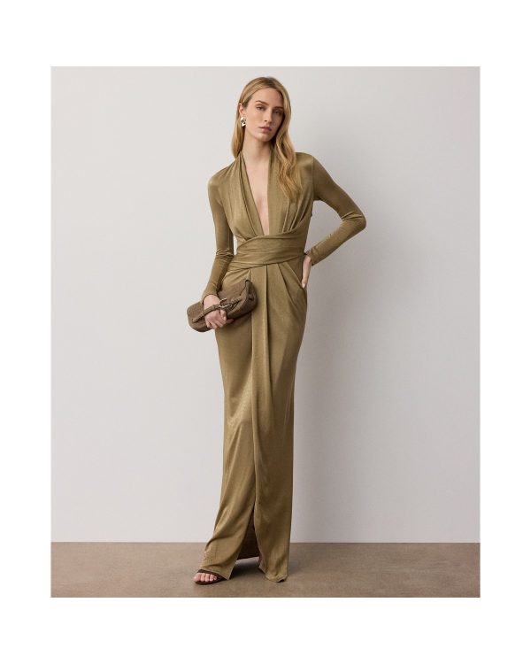 Ralph Lauren Ashten Metallic Jersey Evening Dress