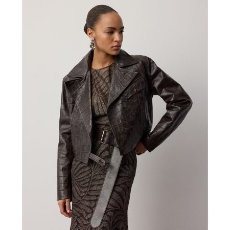 Ralph Lauren Jaxson Printed Lambskin Moto Jacket