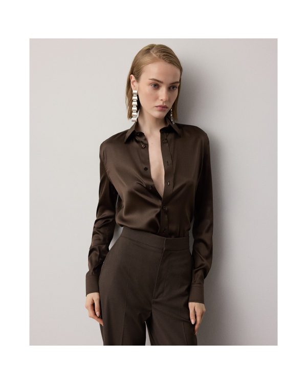 Ralph Lauren Cameron II Straight Fit Charmeuse Shirt
