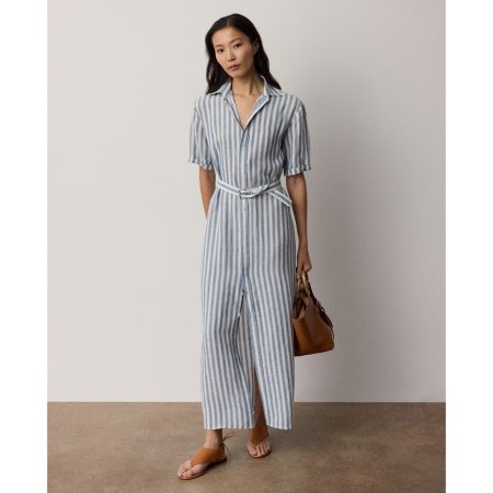Ralph Lauren Carol Striped Linen Day Dress