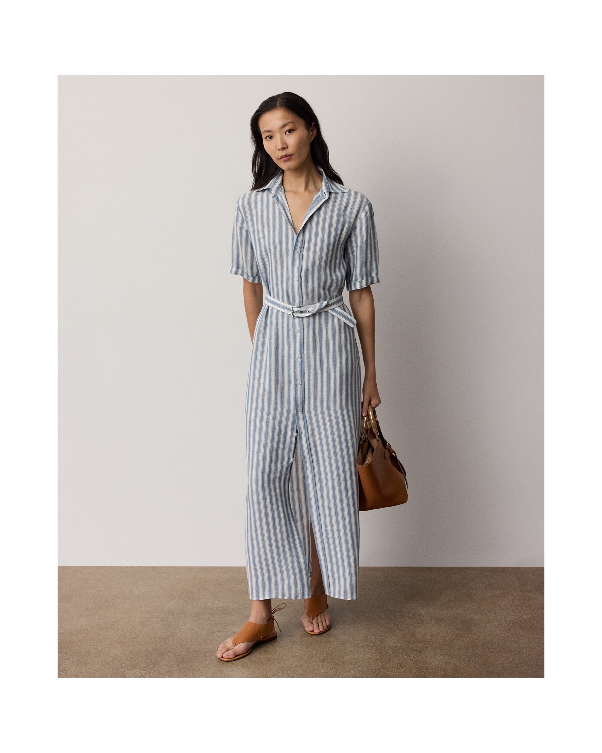 Ralph Lauren Carol Striped Linen Day Dress