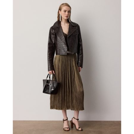 Ralph Lauren Parisa Pleated Lamé Skirt