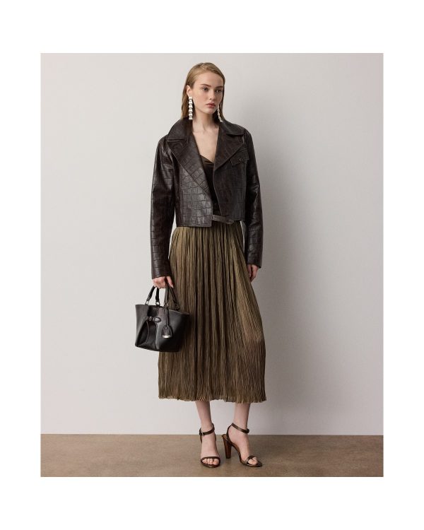 Ralph Lauren Parisa Pleated Lamé Skirt