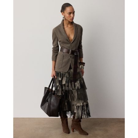 Ralph Lauren Belinda Metallic Lambskin Skirt