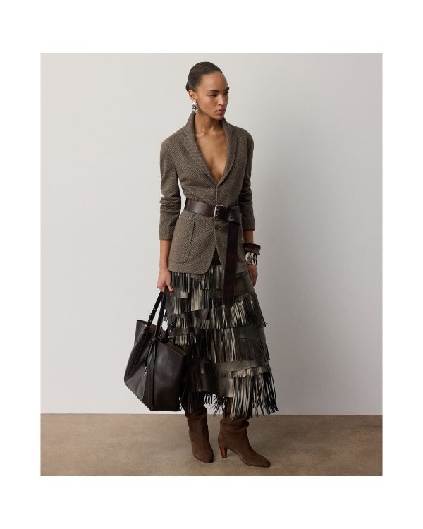 Ralph Lauren Belinda Metallic Lambskin Skirt