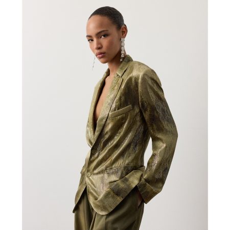 Ralph Lauren Marcy Abstract Metallic Jacquard Jacket