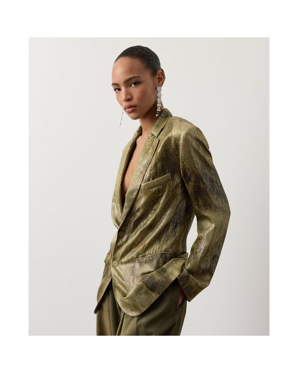 Ralph Lauren Marcy Abstract Metallic Jacquard Jacket