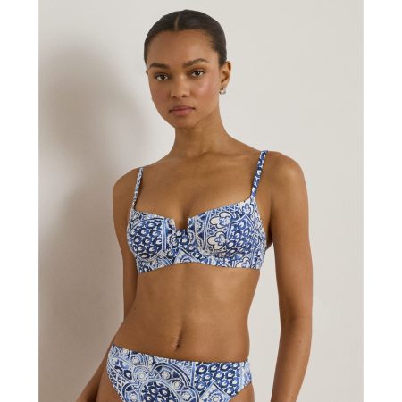 Ralph Lauren Geo Print Cutout Balconette Bikini Top