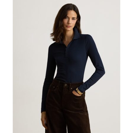 Ralph Lauren Rib-Knit Long-Sleeve Polo Shirt