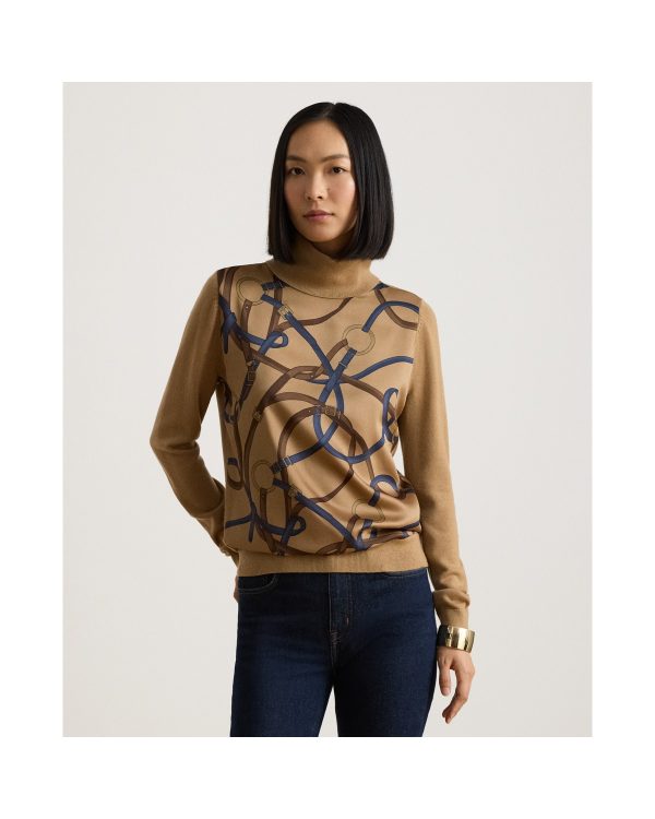 Ralph Lauren Belting-Print Turtleneck Sweater