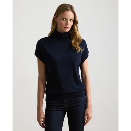 Ralph Lauren Cotton-Modal Mockneck Cap-Sleeve Sweater