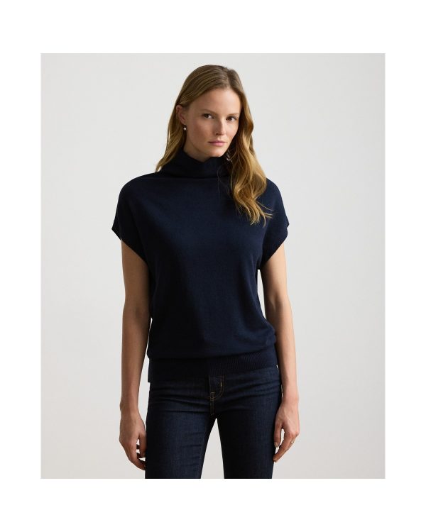 Ralph Lauren Cotton-Modal Mockneck Cap-Sleeve Sweater