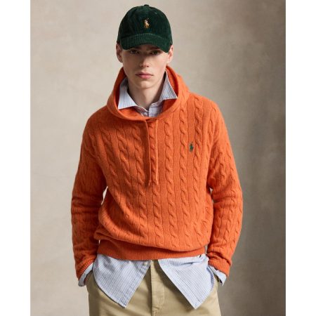 Polo Ralph Lauren Cable-Knit Wool-Cashmere Hooded Sweater