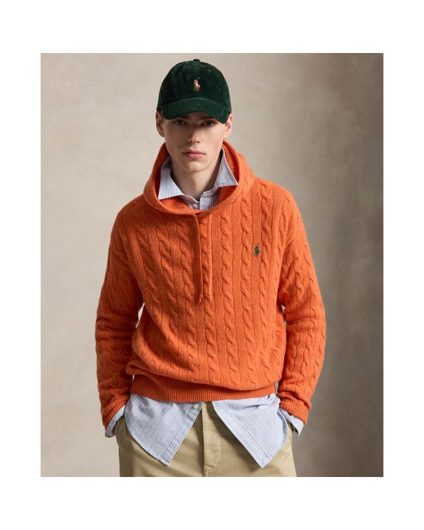 Polo Ralph Lauren Cable-Knit Wool-Cashmere Hooded Sweater