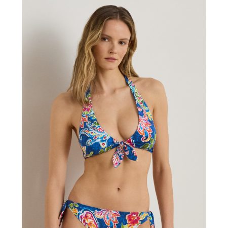 Ralph Lauren Paisley Tie-Front Halter Bikini Top