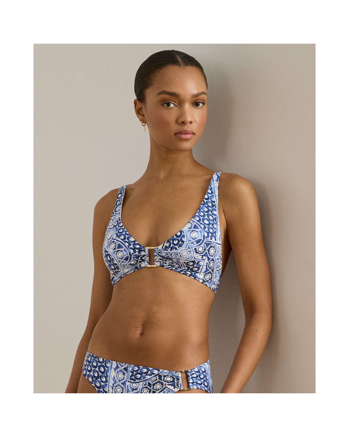 Ralph Lauren Geo Print Ring Front Bikini Top