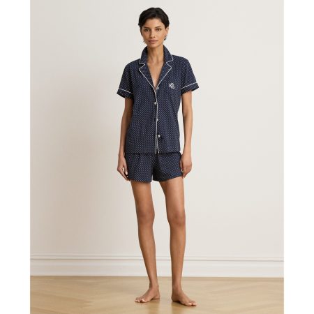 Ralph Lauren Polka-Dot Cotton Jersey Boxer Sleep Set