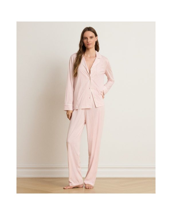 Ralph Lauren Striped Cotton Blend Jersey Sleep Set