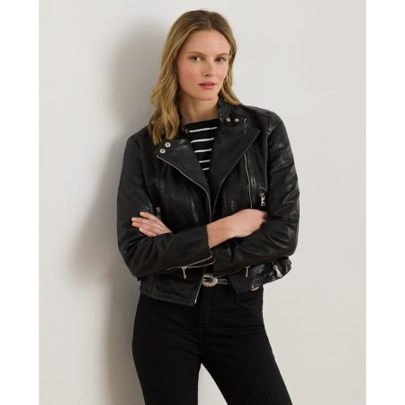 Ralph Lauren Burnished Leather Moto Jacket