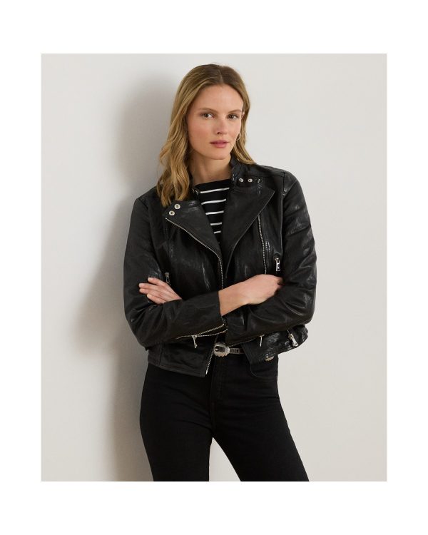 Ralph Lauren Burnished Leather Moto Jacket