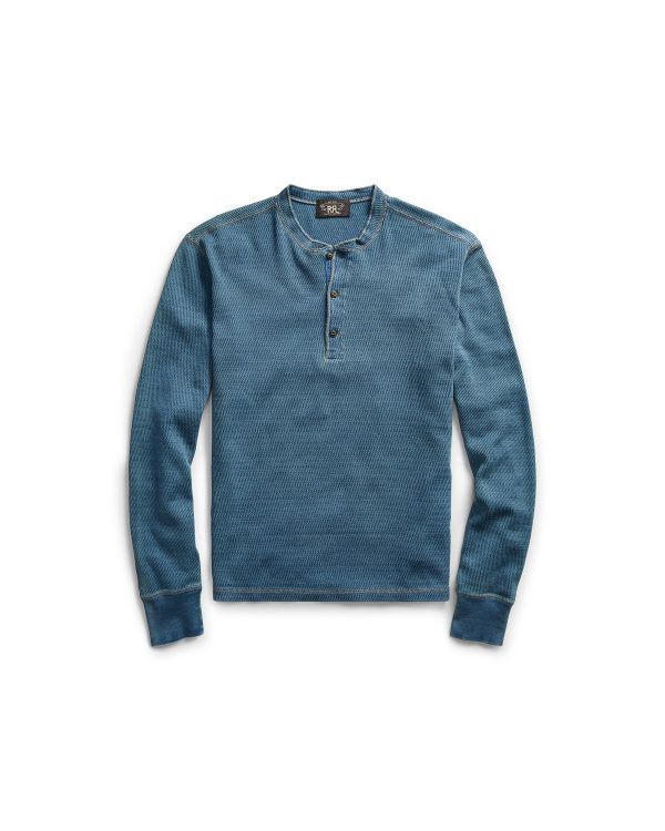 Polo Ralph Lauren Indigo Jacquard-Knit Henley Shirt