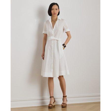 Ralph Lauren Belted Cotton-Blend Shirtdress