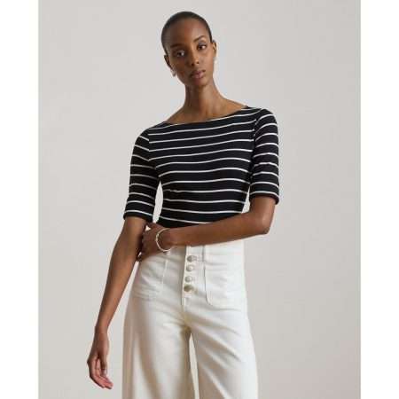 Ralph Lauren Striped Stretch Cotton Boatneck Tee