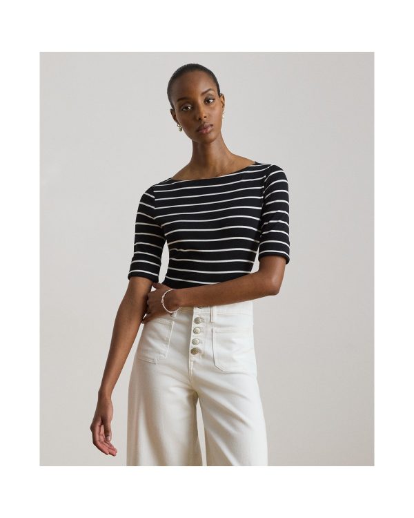Ralph Lauren Striped Stretch Cotton Boatneck Tee