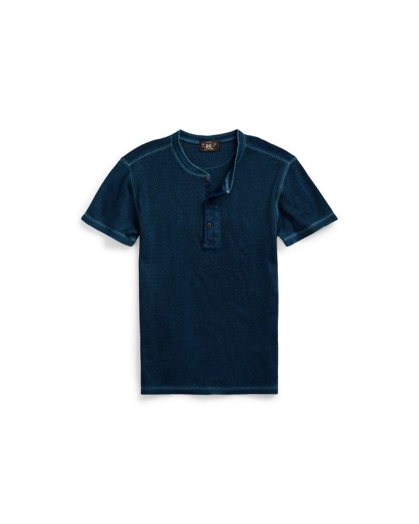 Polo Ralph Lauren Indigo Waffle Knit Henley Shirt