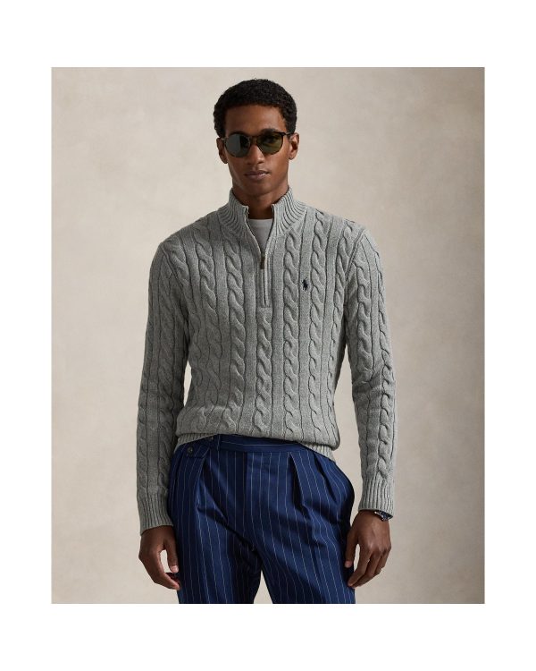 Polo Ralph Lauren Cable-Knit Cotton Quarter-Zip Sweater