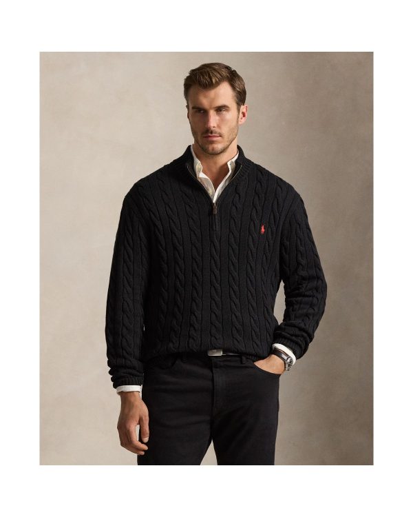 Polo Ralph Lauren Cable-Knit Cotton Quarter-Zip Sweater