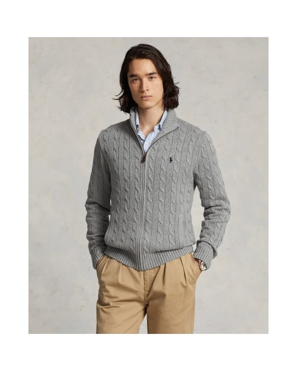 Polo Ralph Lauren Cable-Knit Cotton Full-Zip Sweater