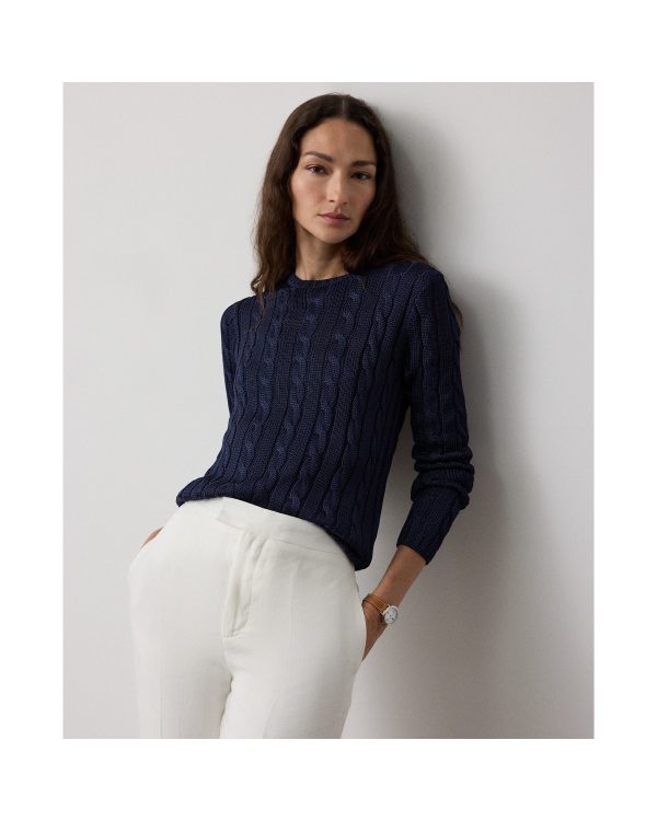 Ralph Lauren Cable-Knit Silk Crewneck Sweater
