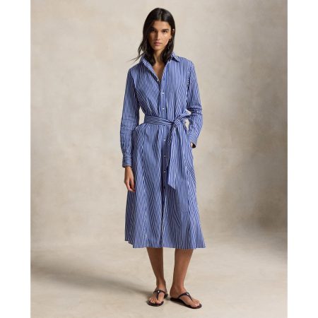 Ralph Lauren Belted Striped Cotton Shirtdress