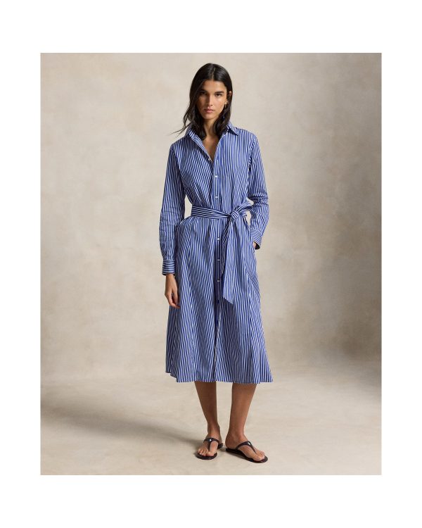 Ralph Lauren Belted Striped Cotton Shirtdress