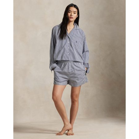 Ralph Lauren Crop Top Boxer Poplin Pajama Set