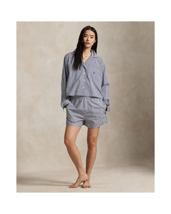 Ralph Lauren Crop Top Boxer Poplin Pajama Set