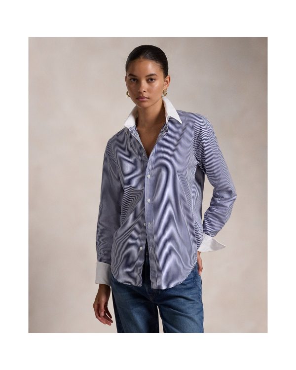 Ralph Lauren Extended-Cuff Striped Cotton Shirt