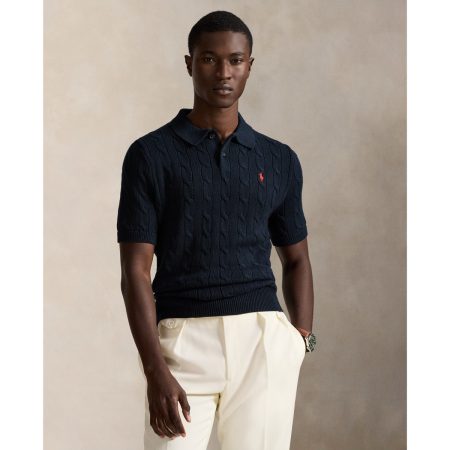 Polo Ralph Lauren Cable Knit Cotton Polo Sweater