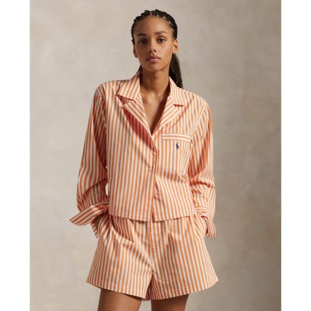 Ralph Lauren Crop Top Boxer Poplin Pajama Set